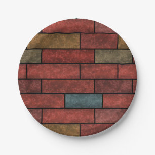 Prato De Papel Pedra sem costura tijolos cor verde laranja castan