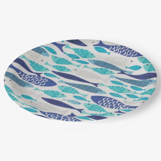Prato De Papel Peixe azul (Inclinado)