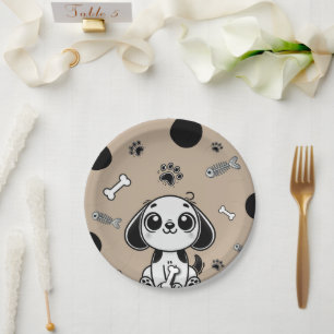 Prato De Papel Peixes Castanhos e Negros Festa de aniversário de