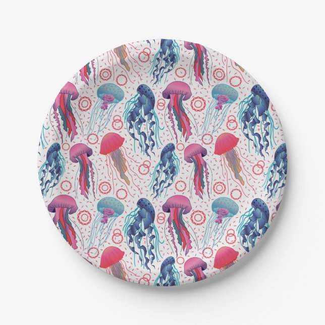 Prato De Papel Peixes de gelatina coloridos (Frente)