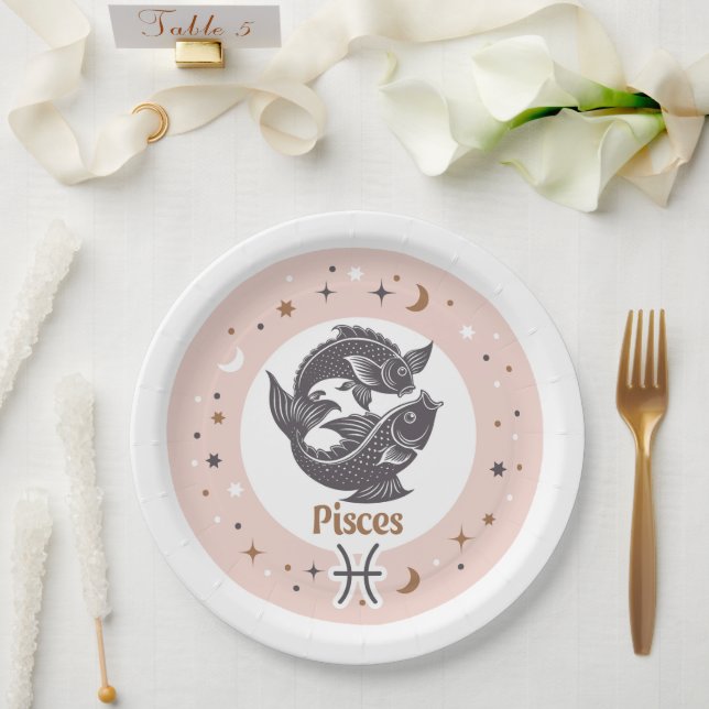 Prato De Papel Peixes de Sinal Zodiac (Casamento)