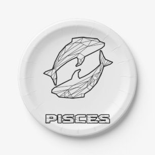 Prato De Papel Peixes - Placa de Papel de Símbolo Zodiac