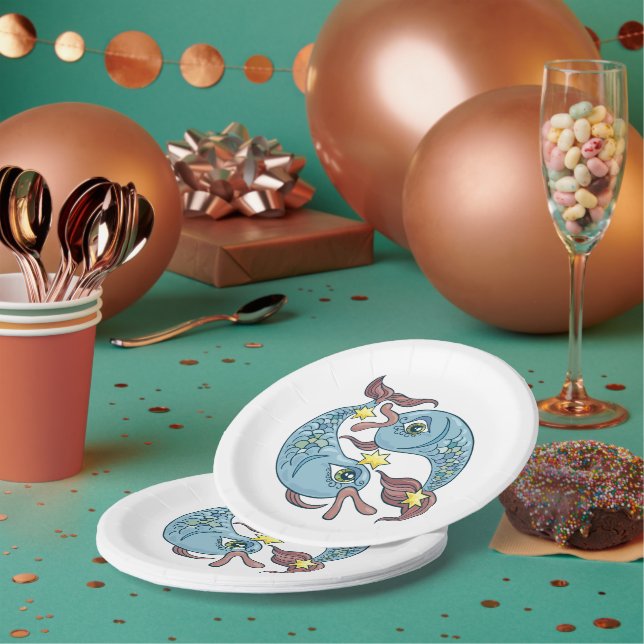 Prato De Papel Peixes Zodíaco Peixe Celestial Astrologia (Múltiplo)