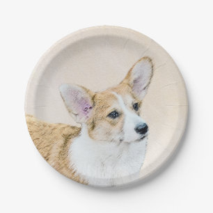 Prato De Papel Pembroke Welsh Corgi - Pintura Original para Cacho