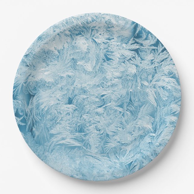 Prato De Papel penas abstrato azuis e flocos de neve (Frente)