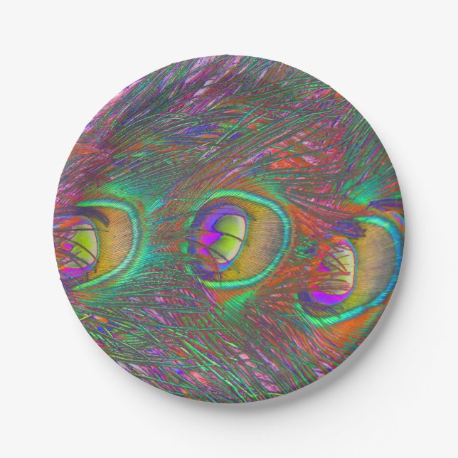 Prato De Papel Penas de Natal Tinsel Peacock (Frente)