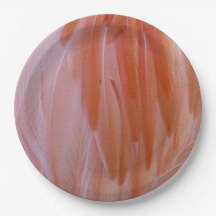 Prato De Papel Penas Flamingo em tons de rosa