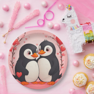 Prato De Papel Penguin Love Paper Plates