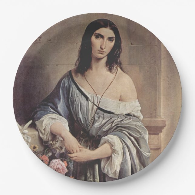 Prato De Papel Pensamentos melancólicos (por Francesco Hayez) (Frente)