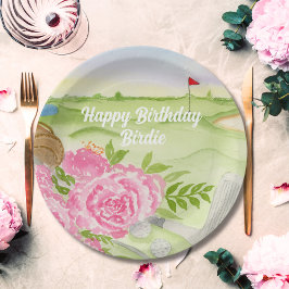 Prato De Papel Peônias Personalizadas de Feliz Aniversário no Cam
