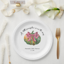 Prato De Papel Pequena Abóbora está a caminho Chá de bebê de outo