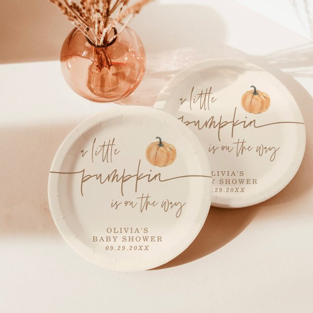 Prato De Papel Pequena Abóbora No Caminho Cai Chá de fraldas (Criador carregado)