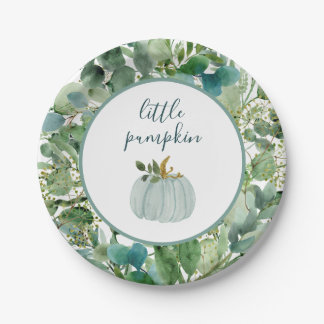 Prato De Papel Pequena Abóbora Pica Põe Azul Pequeno Pumpkin Bebê
