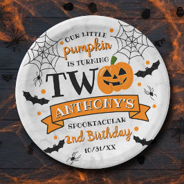 Prato De Papel Pequena Abóbora Transformando Dois segundos aniver