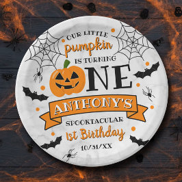 Prato De Papel Pequena Abóbora Transformando Um primeiro aniversa