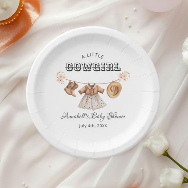 Prato De Papel Pequena Cowgirl Hat Boots Chá de fraldas De Vestid (Criador carregado)