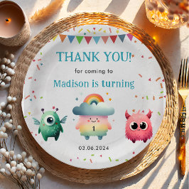 Prato De Papel Pequena Festa de aniversário do Monstro