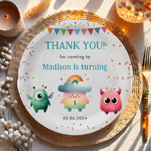 Prato De Papel Pequena Festa de aniversário do Monstro