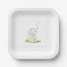 pequena placa de papel elefante fofa