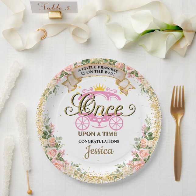 Prato De Papel Pequena Princesa Fada, Carruagem (Casamento)