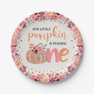 Prato De Papel Pequena Pumpkin Boho Floral 1 rua Folha de Papel