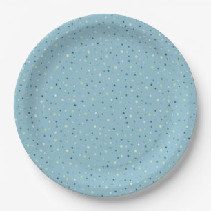 Prato De Papel Pequenas bolinhas em azul claro.
