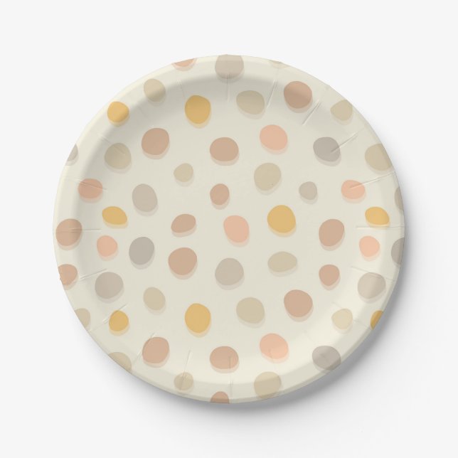 Prato De Papel Pequenas Páscoas de pedras no creme. (Frente)