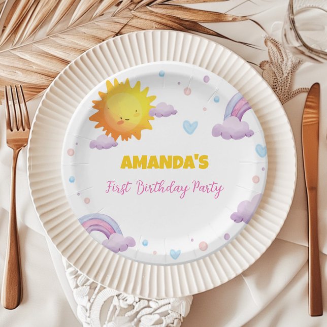 Prato De Papel Pequenas Placas de Aniversário do Arco-Íris (Criador carregado)