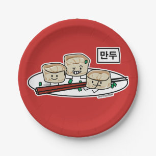 Prato De Papel Pequeno almoço coreano hangul do dim sum da