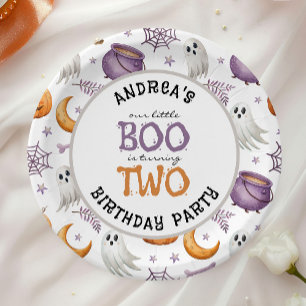Prato De Papel Pequeno Boo de Halloween Fazendo Dois 2º Aniversár