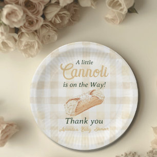 Prato De Papel Pequeno Cannoli Bege Neutro Chás de Bebê Italiano