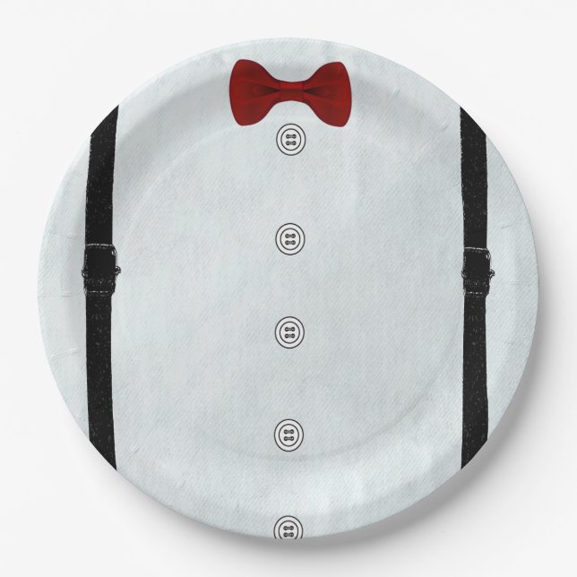 Prato De Papel Pequeno Cavalheiro Simples Moderno Chá de fraldas  (Frente)