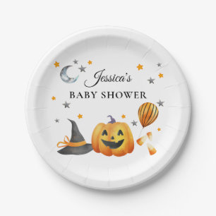 Prato De Papel Pequeno Chá de fraldas Boo Halloween Pumpkin