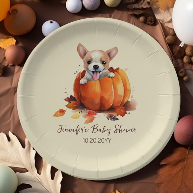 Prato De Papel Pequeno Chá de fraldas de abóbora de abóbora (Little Pumpkin Baby Shower Paper Plate)