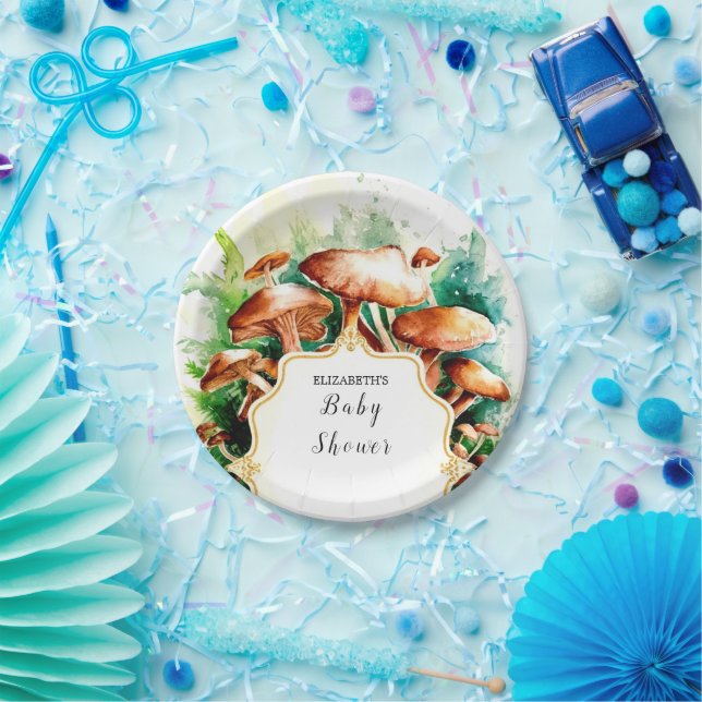 Prato De Papel Pequeno Chá de fraldas de cogumelo enterrado (Festa)