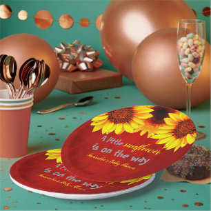 Prato De Papel Pequeno Chá de fraldas de girassol