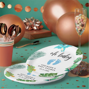 Prato De Papel Pequeno Chá de fraldas Dino Bonito