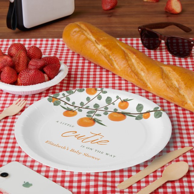 Prato De Papel Pequeno Chá de fraldas Neutro de Gênero Laranja Ju (Piquenique)