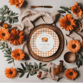 Prato De Papel Pequeno Chá de fraldas Pie Fall Pumpkin Gingham