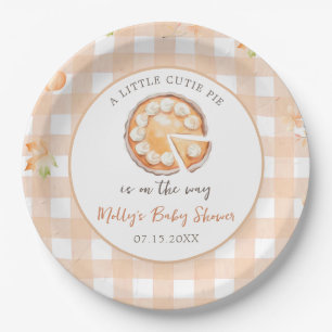 Prato De Papel Pequeno Chá de fraldas Pie Fall Pumpkin Gingham