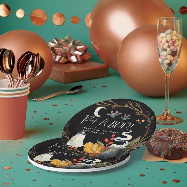 Prato De Papel Pequeno Fantasma | Chá de fraldas de Dia das Bruxa (Múltiplo)