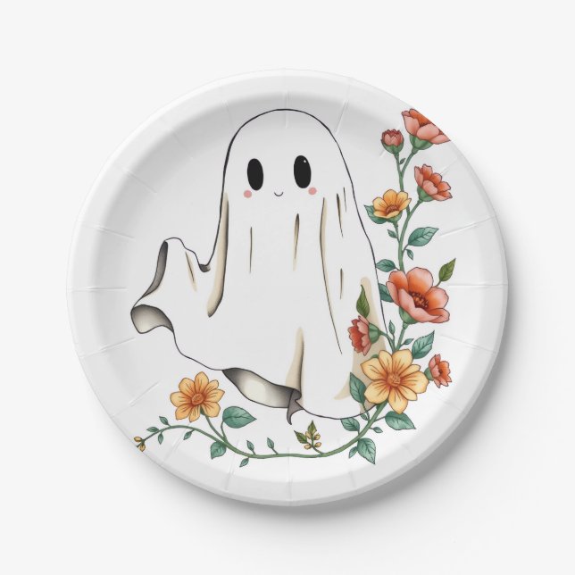 Prato De Papel Pequeno Fantasma do Boo Halloween, Halloween, Fant (Frente)