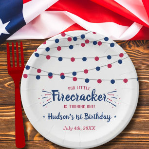 Prato De Papel Pequeno Firecracker 4 De Julho De primeiro anivers