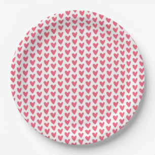 Prato De Papel Pequeno Framboesa Bonita, Coração Rosa, Padrão 