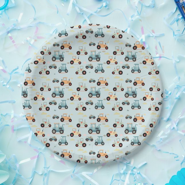 Prato De Papel Pequeno modelo de trator azul Papel Nápoles (Criador carregado)