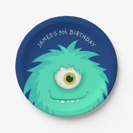 Prato De Papel Pequeno Monstro Azul
