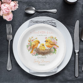 Prato De Papel Pequeno passarinho nascendo em breve primavera chá