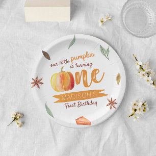 Prato De Papel Pequeno primeiro aniversario de Abóbora