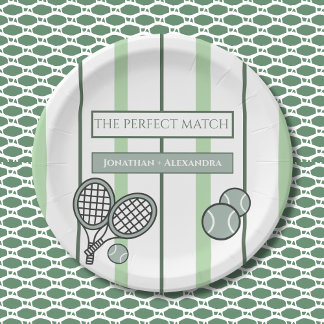 Prato De Papel Perfect Match Tennis Couples Bridal Shower