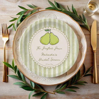 Prato De Papel Perfect pair sage green stripe pear bridal shower